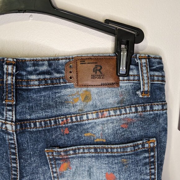 Refinery Republic Men's Moto Jeans with Paint Decoration 14 EUC - Picture 5 of 5